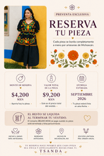 Cargar imagen en el visor de la galería, Reserva - Vestido CEMPASÚCHIL para Septiembre 2026 (Valor de $9,200 MXN)
